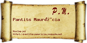 Pantits Maurícia névjegykártya